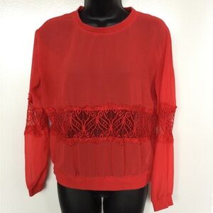 Elegant Red Lace Women's Top